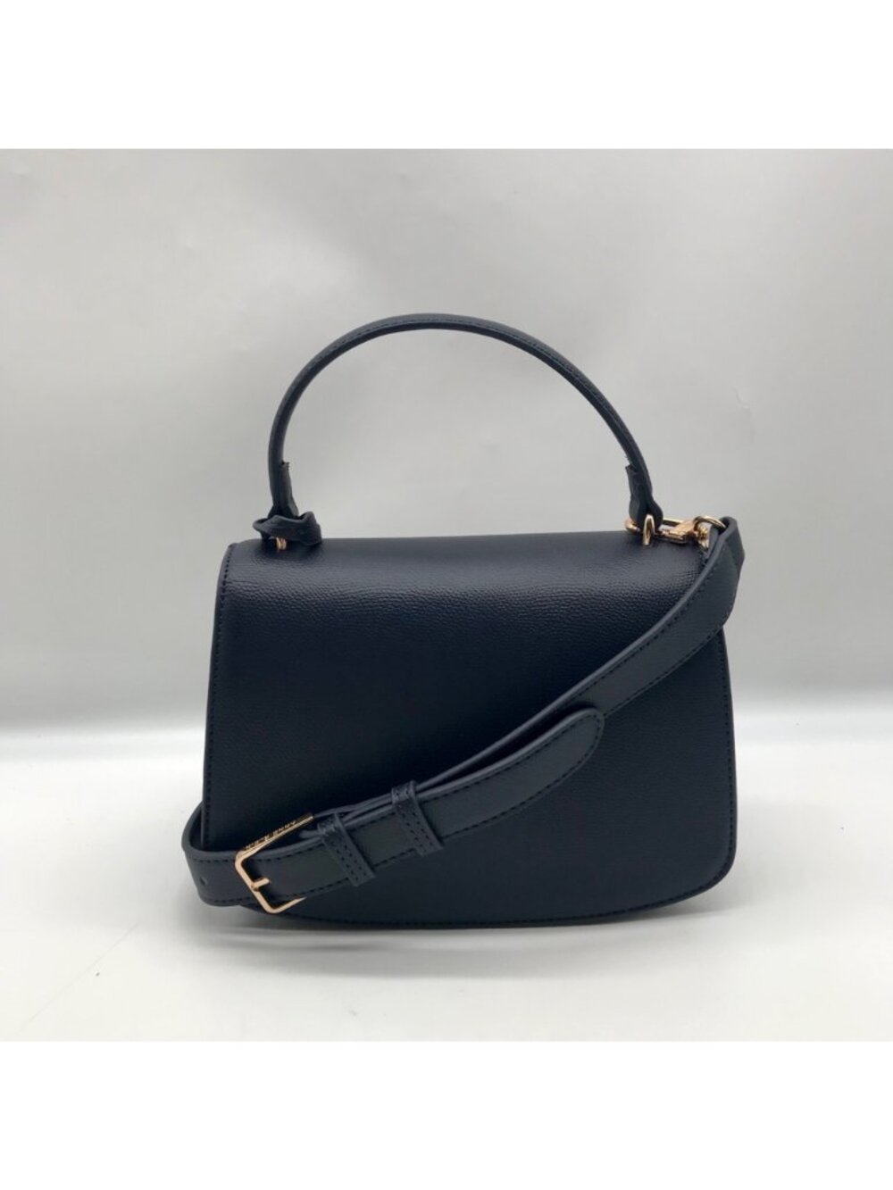 Anne Klein Women's Blue Leather Belted Flap Saddle with Convertible Strap - Picture 2 of 10
